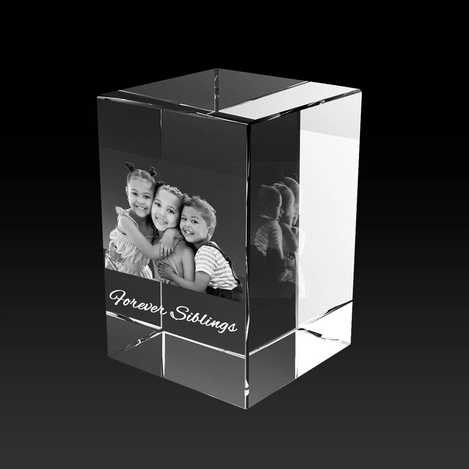 Cubo 3D Cristal Foto Regalo, Imagen 3D Única Cumpleaños Boda Aniversario Regalo Foto 3 de 4