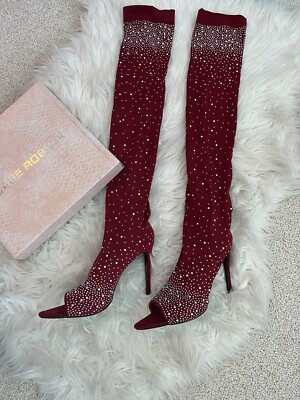 Cape Robbin Daphne Thigh High Over The Knee Boots Peep Toe Stiletto Heel 5.5