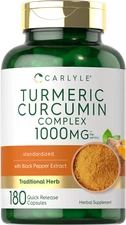 Turmeric Curcumin with Black Pepper 1000mg | 180 Capsules | by Carlyle