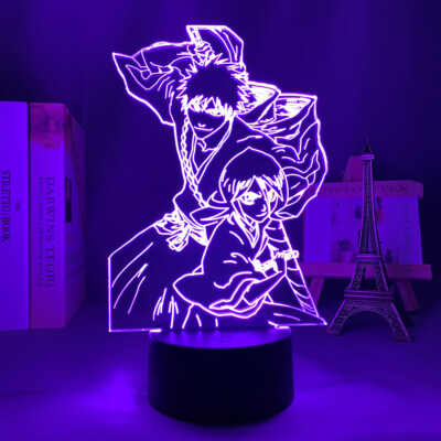 Bleach Ichigo Kurosaki 7 Color USB Night Light Manga Anime Room Decor 3D Lamp