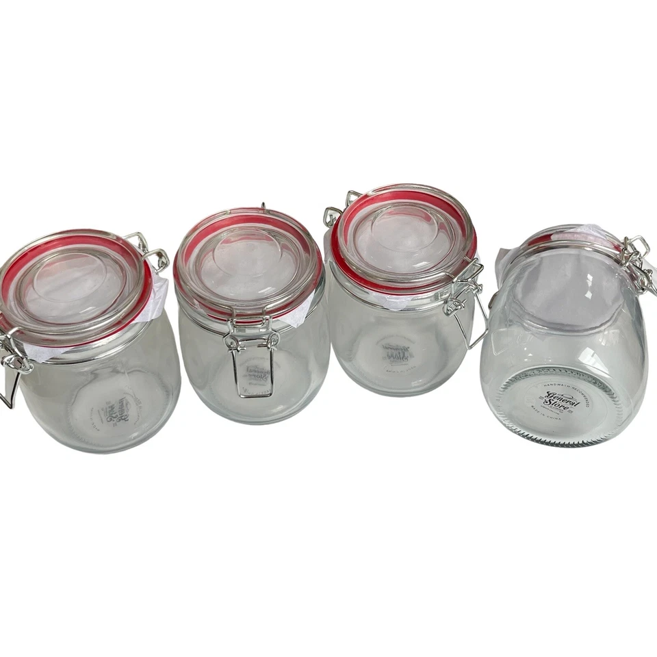 Juego de tarros de 4 piezas Gibson General Store 22 OZ transparente granja cabaña elegante Foto 2 de 4