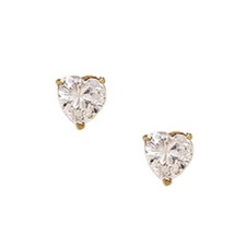 Women/Children's Stylish 14K Solid Yellow Gold 4MM Heart Shape Studs Pushback