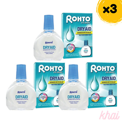 3x Rohto Dry Aid Eye Drops 13ml Restore Moisture Relief Dry Eyes