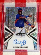 Osleivis Basabe 2019 Leaf Flash Silver Prismatic On-Card Auto #BA-OB1 TB Rays
