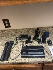 Wireless Microphone Lot- 2 Microphones- Receivers- Clips- Stand More
