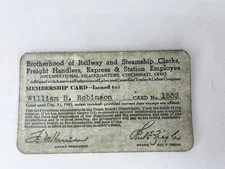 Brotherhood of Railway & Steamship Clerks Membership Card 1945 Harrison