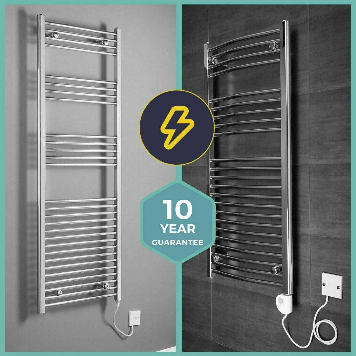 Bathroom Chrome Electric Ladder Heated Towel Rail Warmer Thermostatic  Radiator | eBay