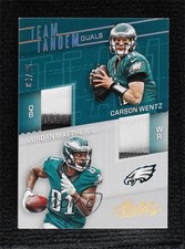 2017 Absolute Team Tandem Duals Prime 4/25 Carson Wentz Jordan Matthews #18 1q7k