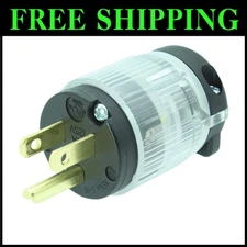 Durable Black PVC 15 Amp Replacement Plug Connector with LED Indicator - 10 Pack