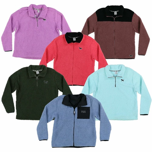 UNDERCOVER Giacca da donna rosa Victoria's Secret cappotto sherpa cerniera logo maglione nuovo con etichette nuovo con etichette