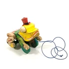 Vintage 1961 Buddy Bullfrog Fisher Price Toys #728 Plaid Wood Pull Toy Working
