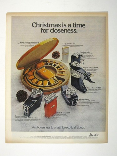 Norelco Electric Razors Christmas Ad 1971 Home Beauty Salon Lady Norelco ADVERT