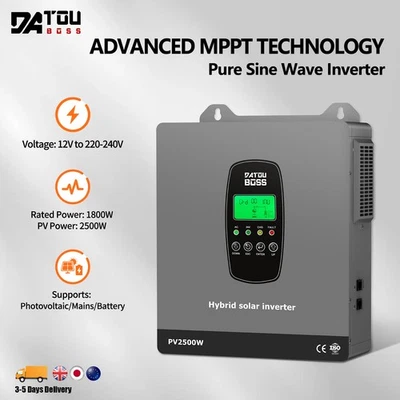DATOUBOSS 12V 24V 48V 1800W 3300W 6000W Hybrid Inverter Pure Sine Wave Built-In MPPT WiFi