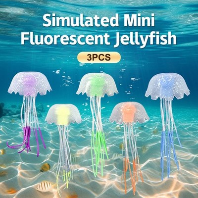 3Pcs Artificial Fluorescent Jellyfish Aquarium Decoration Fish Tank Ornament