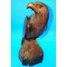 Dark Ironwood Eagle Statue Hand Carved 7" Decor- (A3)