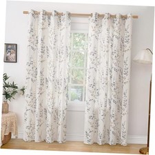 Linen Curtains for Living Room 84 Inch 52"W x 84"L Pack of 2 Brown  Grey