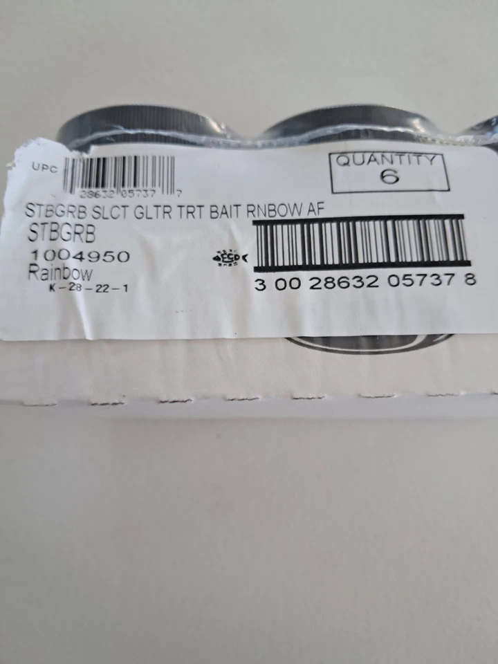 Berkley PowerBait Extra Scent Glitter Rainbow Trucha Cebo 1,75 OZ Paquete de 6 Foto 3 de 4