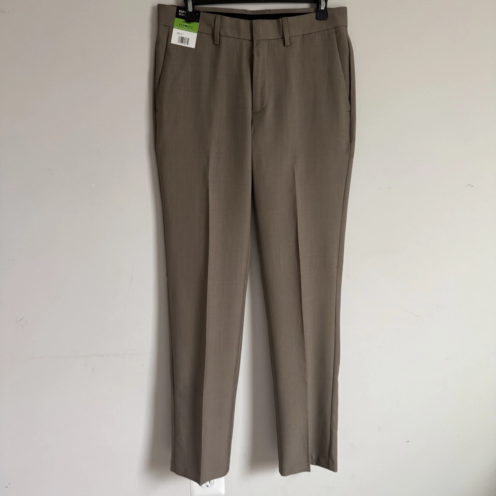 Haggar Dress Pants 30x32 Tan Straight Fit Super Flex Waist Stretch NWT
