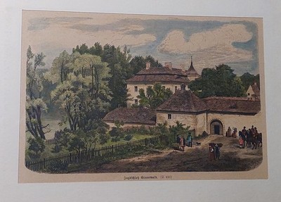 Holzstich ''Jagdschloss Grunewald'' um 1885, 20x14cm