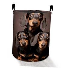 Laundry Basket Hamper for Boys Girls Kids Adults, Foldable Waterproof Dachshund