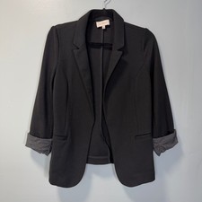 Skies Are Blue Womens Black Open Front Knit Blazer Jacket Size M S 21619