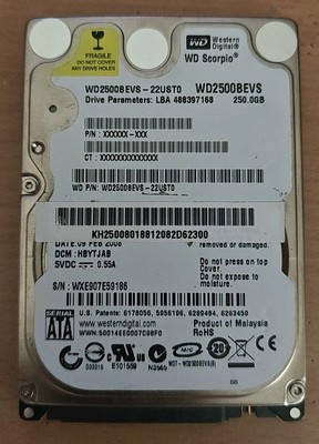 Western Digital Scorpio Blue 2,5'' | 250GB | Intern HDD | 5400RPM 