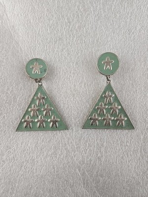 BillyBoy Surreal Bijoux 1987 Earrings Rare Green Enamel 80s Statement Paris ART*