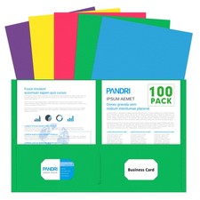 Two Pocket Folders, PANDRI 100 Pack 2 Pocket Folders, Letter Size Paper File Fol