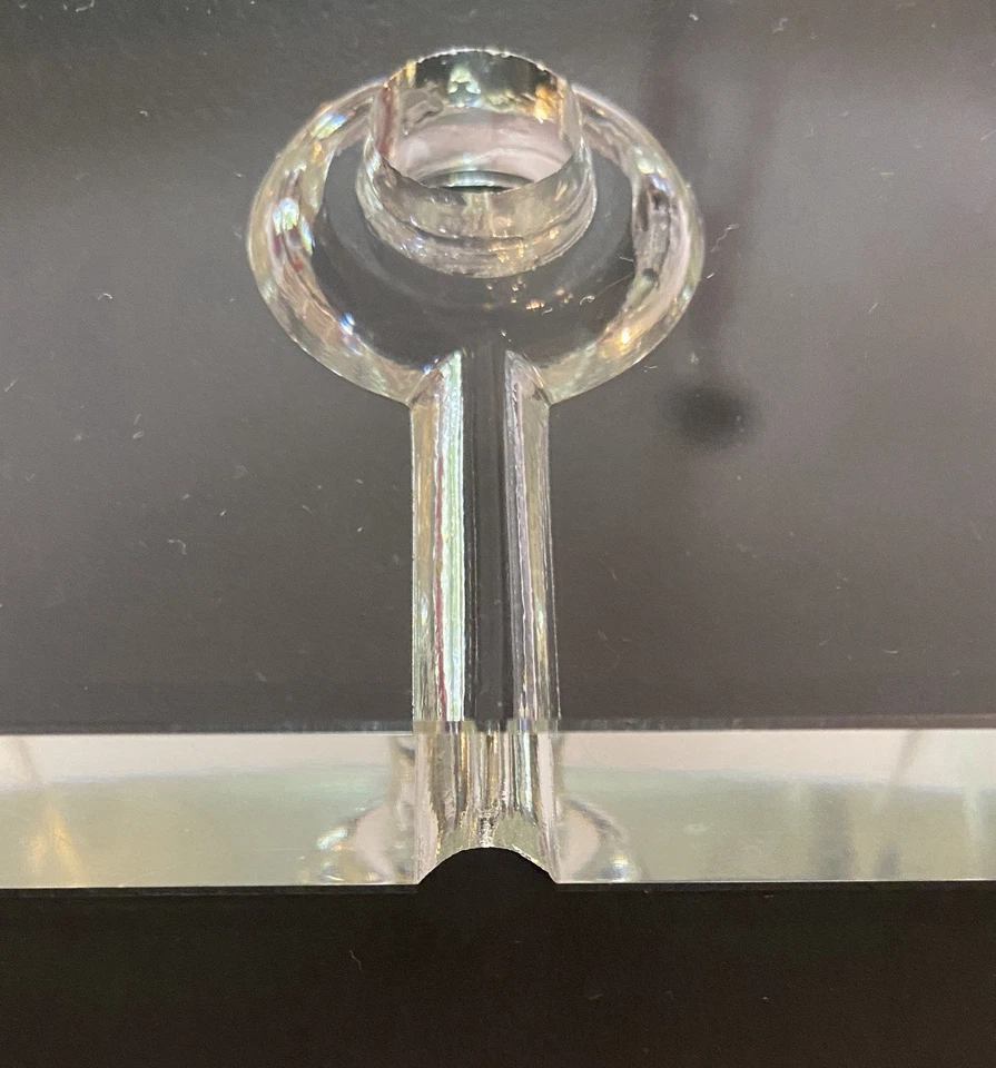 "Antigua base lámpara de mesa de cristal pieza de repuesto 4x4"" biselada Hollywood regencia��" Foto 2 de 4