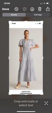 Quince Tiered Maxi Dress Women Small Blue Pinstripe Linen Milkmaid Coastal Beach