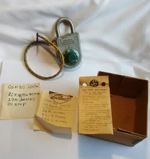 Sargent & Greenleaf Model 8088 Padlock / Gate Cable / Combo/Key / box & papers