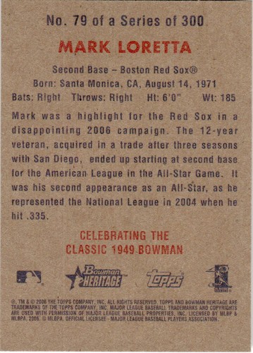 2006 Bowman Heritage #79 Mark Loretta - Afbeelding 2 van 2