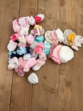 Newborn baby girl socks and mittens lot