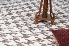 Modern Area Rug Hand Tufted Wool Silk Houndstooth Rug Brown Ivory Geometric