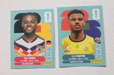 2 Panini FIFA World Cup WM 2026 Sticker - RIDLE BAKU GER 8 - LYLE FOSTER RSA 17