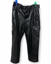 American Eagle Faux Leather Cargo Pants Black Stretch Size 18 Regular