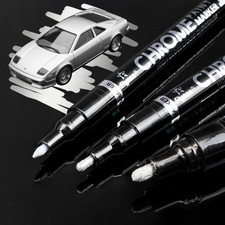 Metallic Chrome Paint Pens, 3 Different Sizes of Silver Liquid Chrome Markers Mi