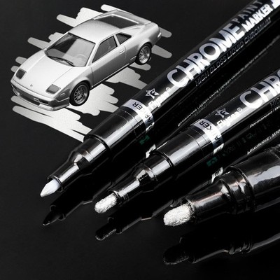 Metallic Chrome Paint Pens, 3 Different Sizes of Silver Liquid Chrome Markers Mi