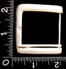 LL06111 NOS VINTAGE SQUARE SHAPE TONGUE TYPE SILVERTONE BELT BUCKLE