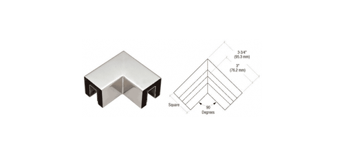 Polished Stainless 90 Degree Crisp Corner Square Cap Horizontal Corners - Picture 2 of 3