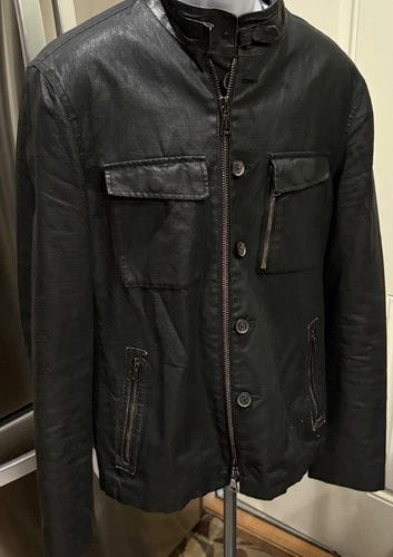 John Varvatos Coated Military Jacket Size EU 50 Black - product listing photo