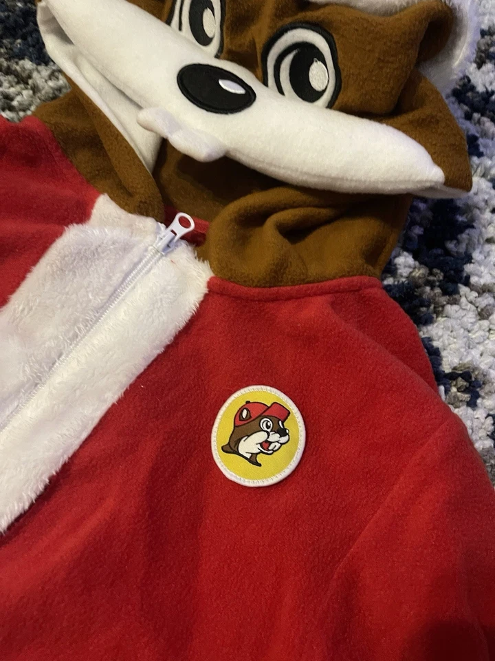 Pijama Bucees Santa One Piece Juvenil Mediano Grande Rojo Con Capucha Cremallera Cola de Navidad Foto 4 de 4