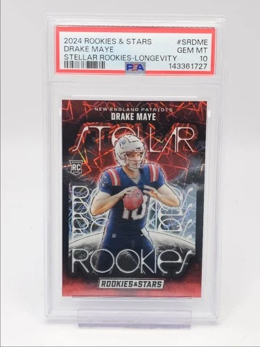 DRAKE MAYE 2024 ROOKIES & STARS STELLAR ROOKIES LONGEVITY GEM RC PSA 10 Q2283
