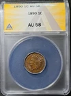 1890 indian head penny cent AU58