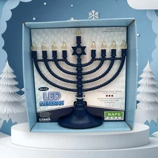 12 inch Rite Lite Hanukkah Chanukah 11.6" Blue Plastic Energy Saving LED Menorah