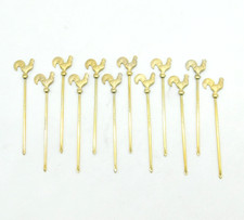 Set of Twelve Sterling Silver Gilt Cockerel Chicken Cocktail Sticks Antique Deco