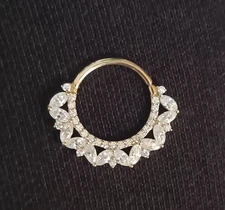 18K Yellow Gold Over Diamond Hoop Nose Helix Tragus Daith Septum Clicker Ring