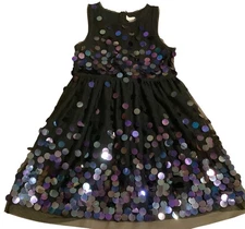 Cat & Jack Girls Black Sequin Dress M 7/8 Sleeveless Party Holiday Formal