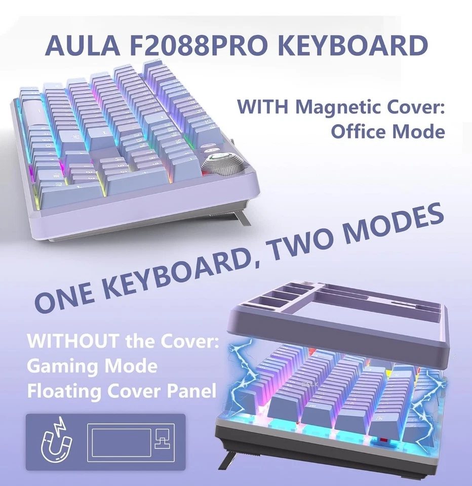 Keyboard F2088 Pro 108 Keys Mechanical Red Switches RGB Rainbow Backlit Gamer - Image 2 of 4