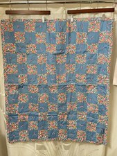 Vintage Handmade Block Pieced Tie Quilted Baby Infant Quilt Blanket
